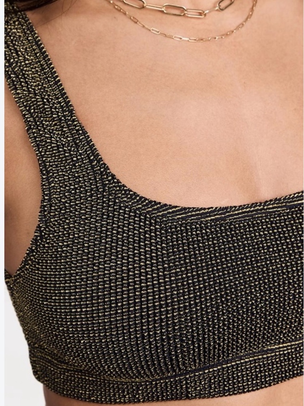 Good American Always Fits Black & Gold Metallic Scoop bikini top size 1/2